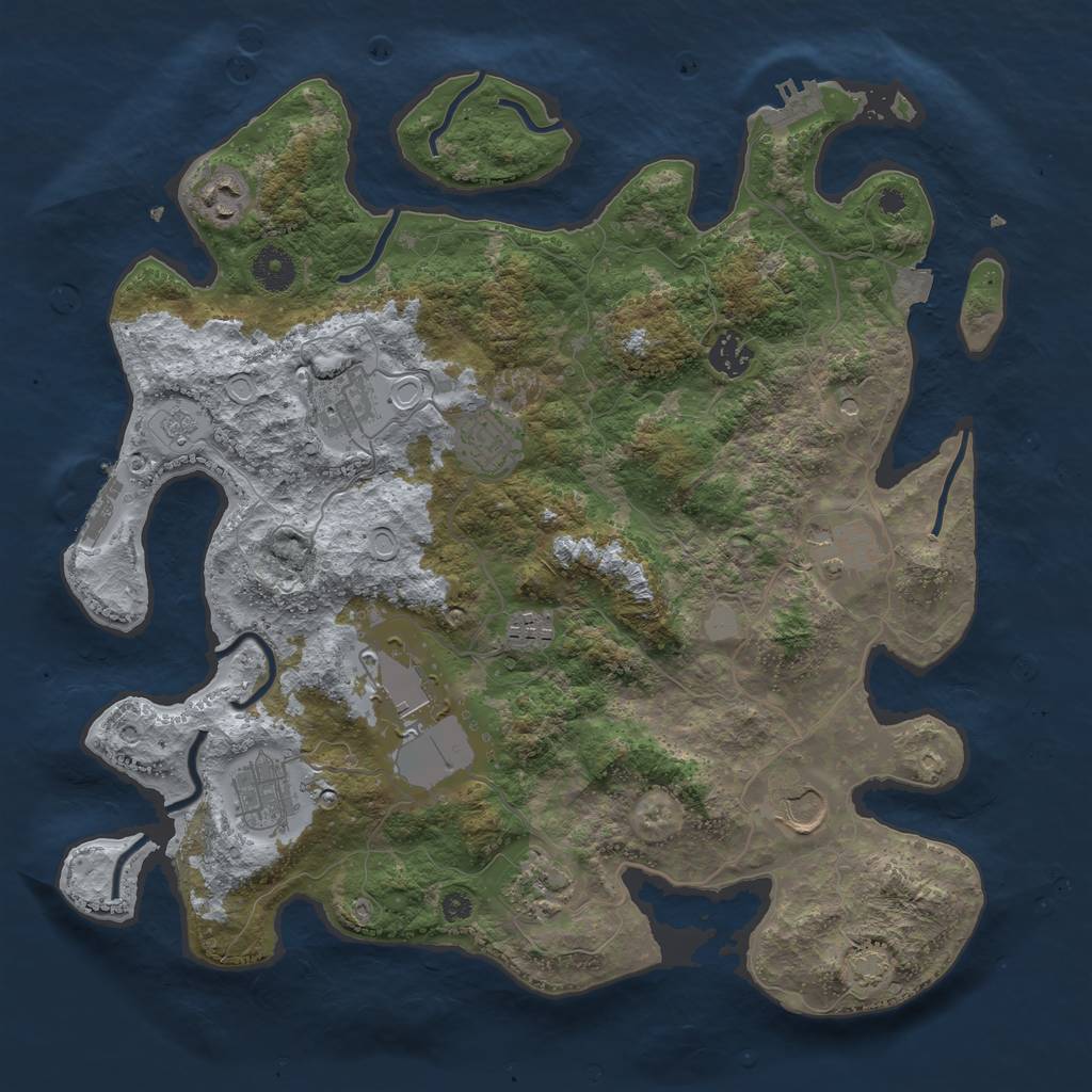 Rust Map: Procedural Map, Size: 3750, Seed: 24154267, 18 Monuments