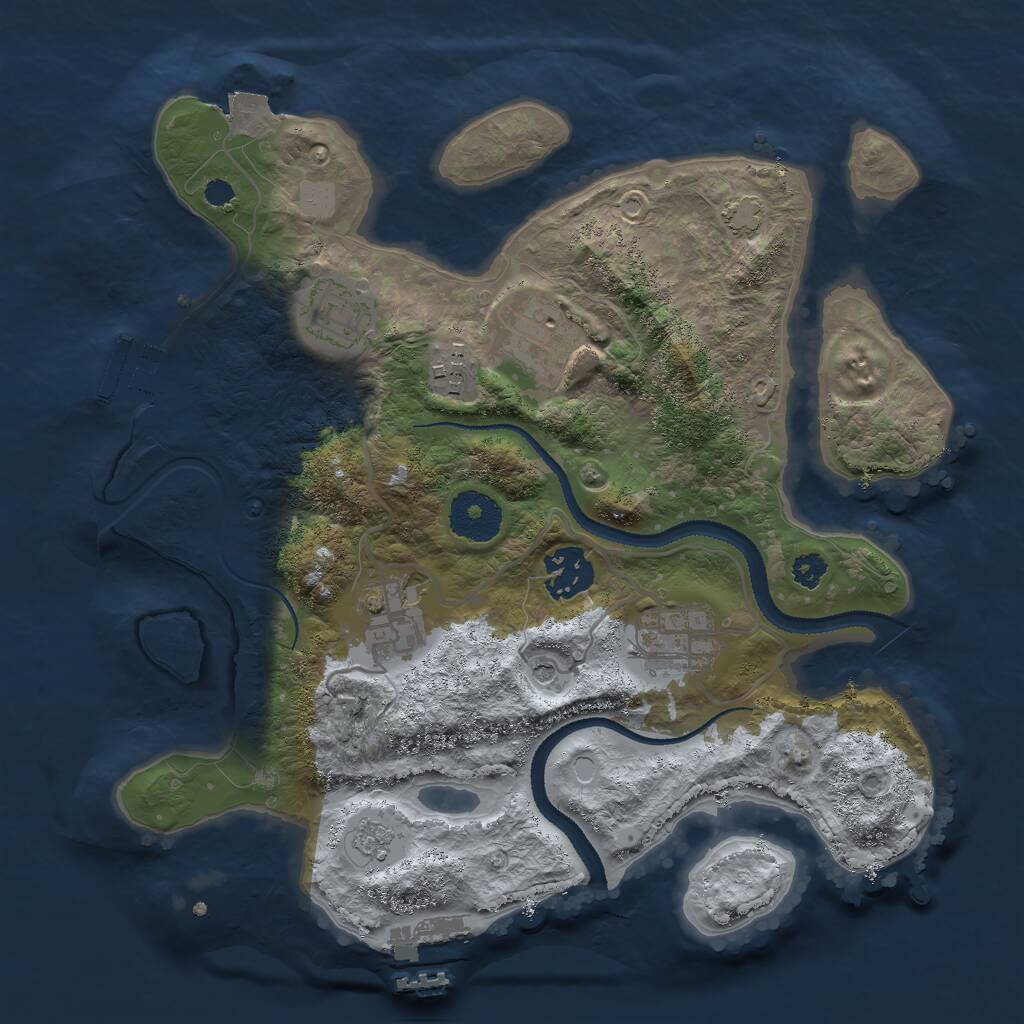 Rust Map: Procedural Map, Size: 3000, Seed: 1138473881, 12 Monuments