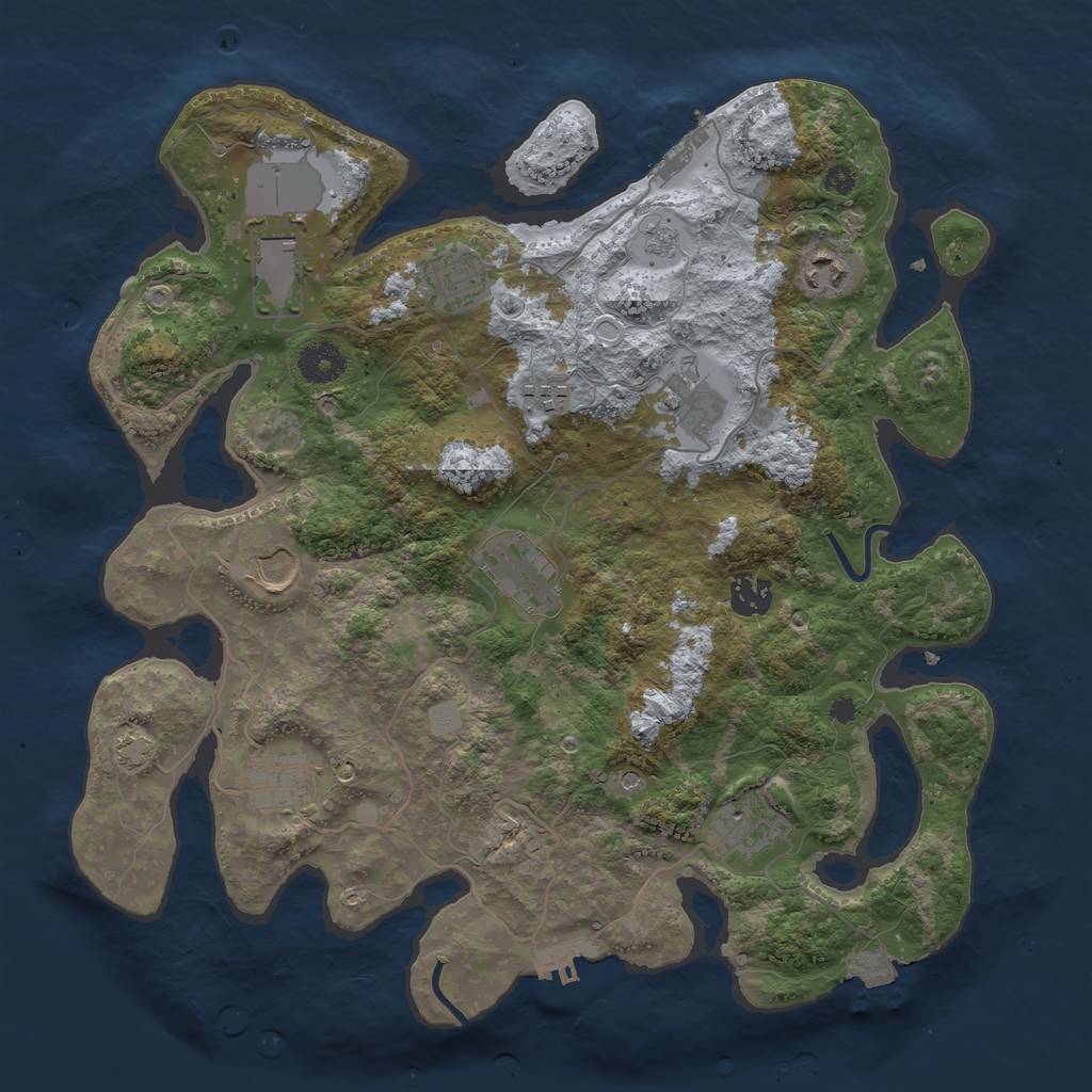Rust Map: Procedural Map, Size: 3700, Seed: 873545197, 18 Monuments