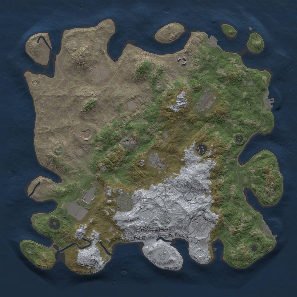 Rust Map: Procedural Map, Size: 4000, Seed: 43678, 18 Monuments