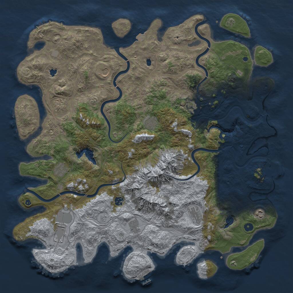 Rust Map: Procedural Map, Size: 5000, Seed: 75000, 17 Monuments