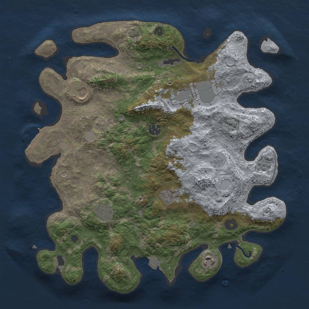 Rust Map: Procedural Map, Size: 3700, Seed: 72951, 14 Monuments