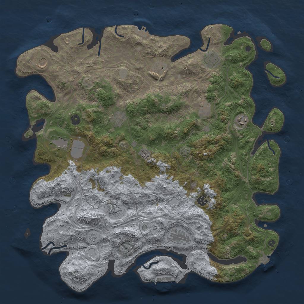 Rust Map: Procedural Map, Size: 4500, Seed: 1640498789, 19 Monuments