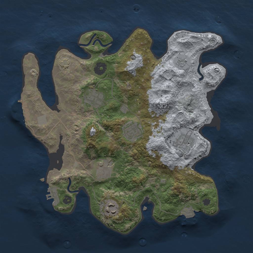 Rust Map: Procedural Map, Size: 3000, Seed: 829559523, 12 Monuments