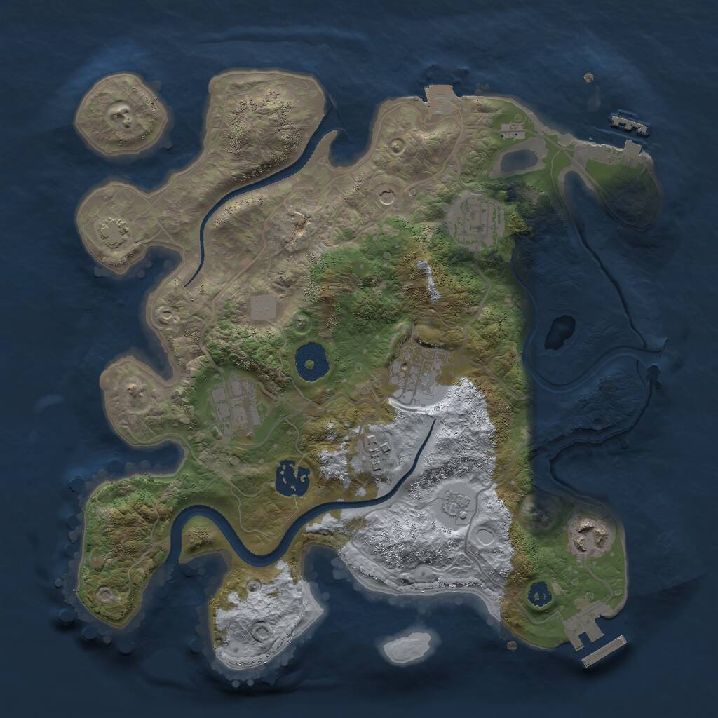 Rust Map: Procedural Map, Size: 3000, Seed: 35873056, 12 Monuments