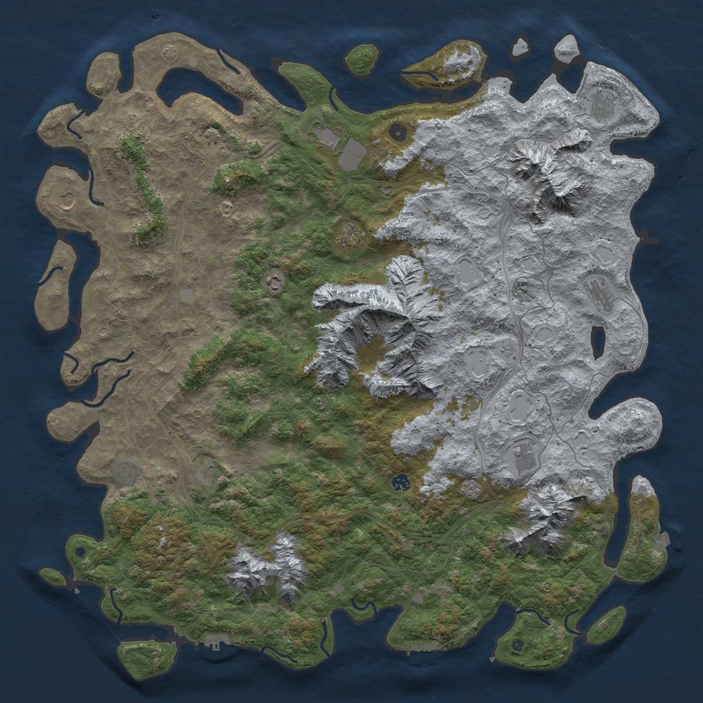 Rust Map: Procedural Map, Size: 6000, Seed: 703219201, 19 Monuments