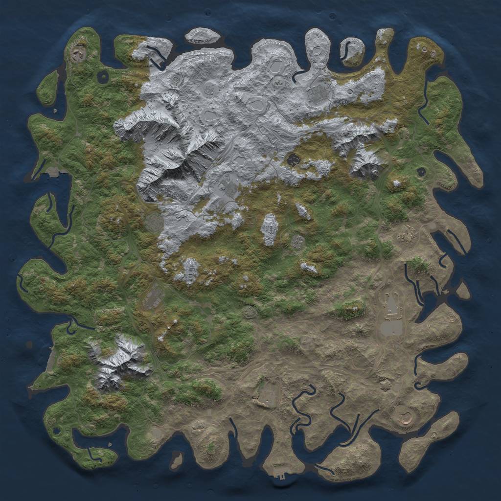 Rust Map: Procedural Map, Size: 6000, Seed: 1216889142, 19 Monuments