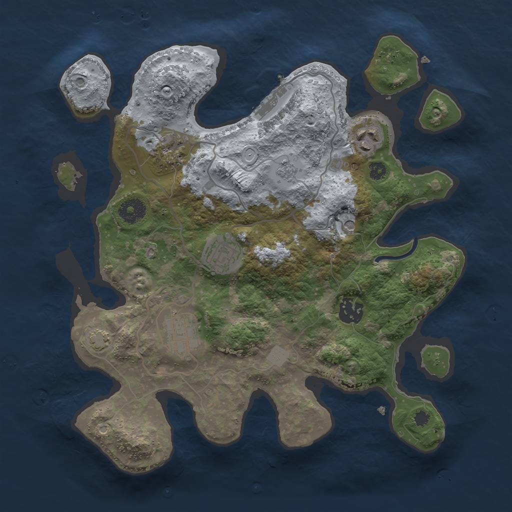 Rust Map: Procedural Map, Size: 3000, Seed: 6543, 12 Monuments