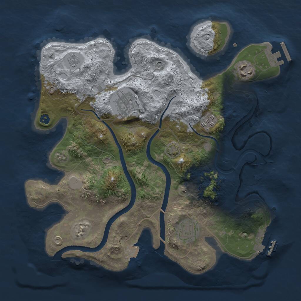 Rust Map: Procedural Map, Size: 3000, Seed: 21067, 10 Monuments