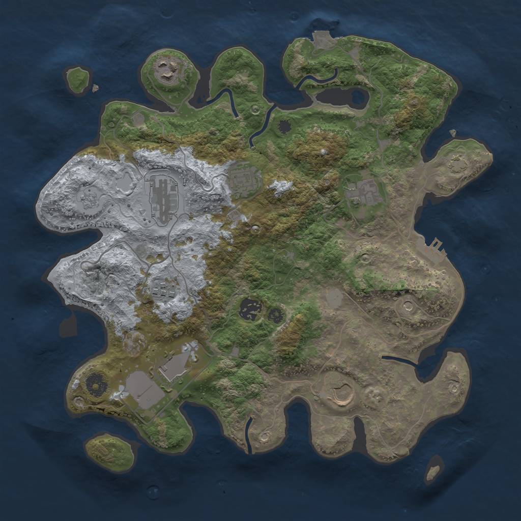 Rust Map: Procedural Map, Size: 3500, Seed: 1260582535, 15 Monuments