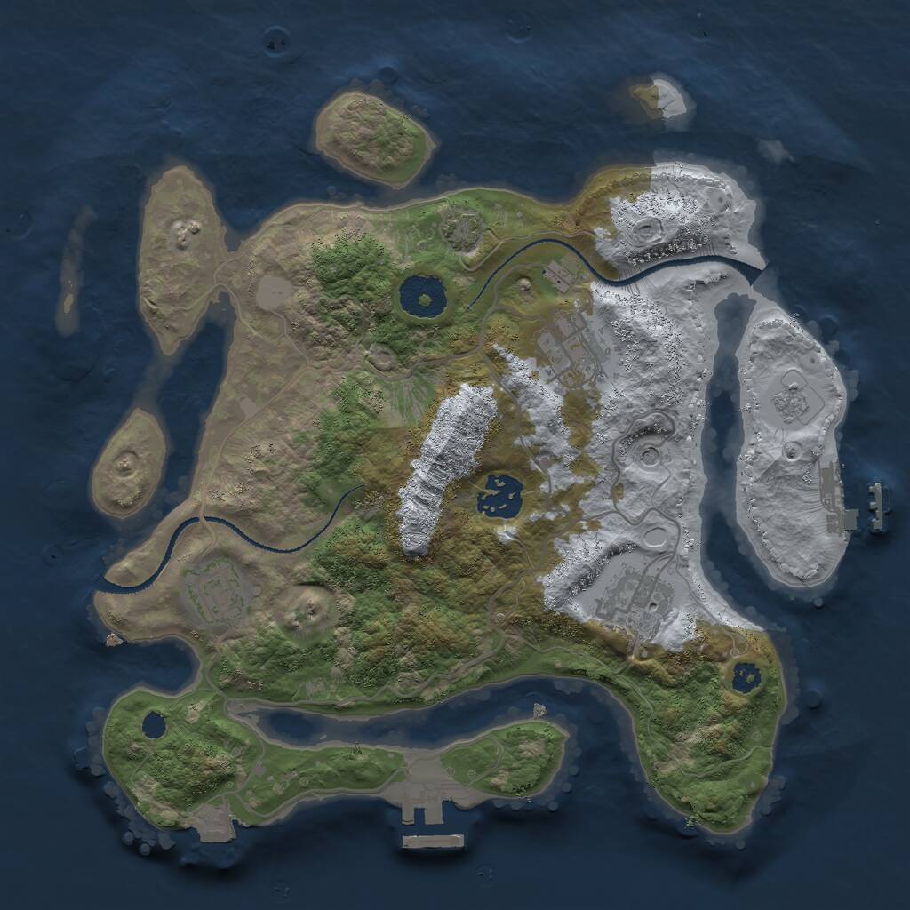 Rust Map: Procedural Map, Size: 3000, Seed: 24273, 10 Monuments
