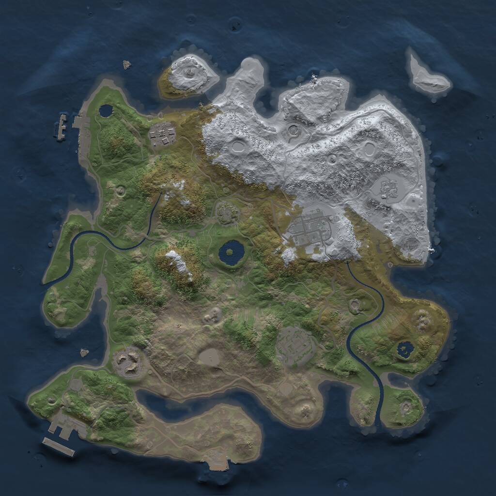 Rust Map: Procedural Map, Size: 3000, Seed: 1744896905, 10 Monuments