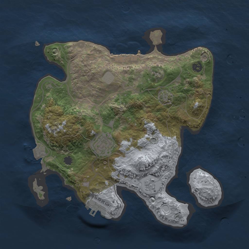 Rust Map: Procedural Map, Size: 2500, Seed: 279518, 8 Monuments