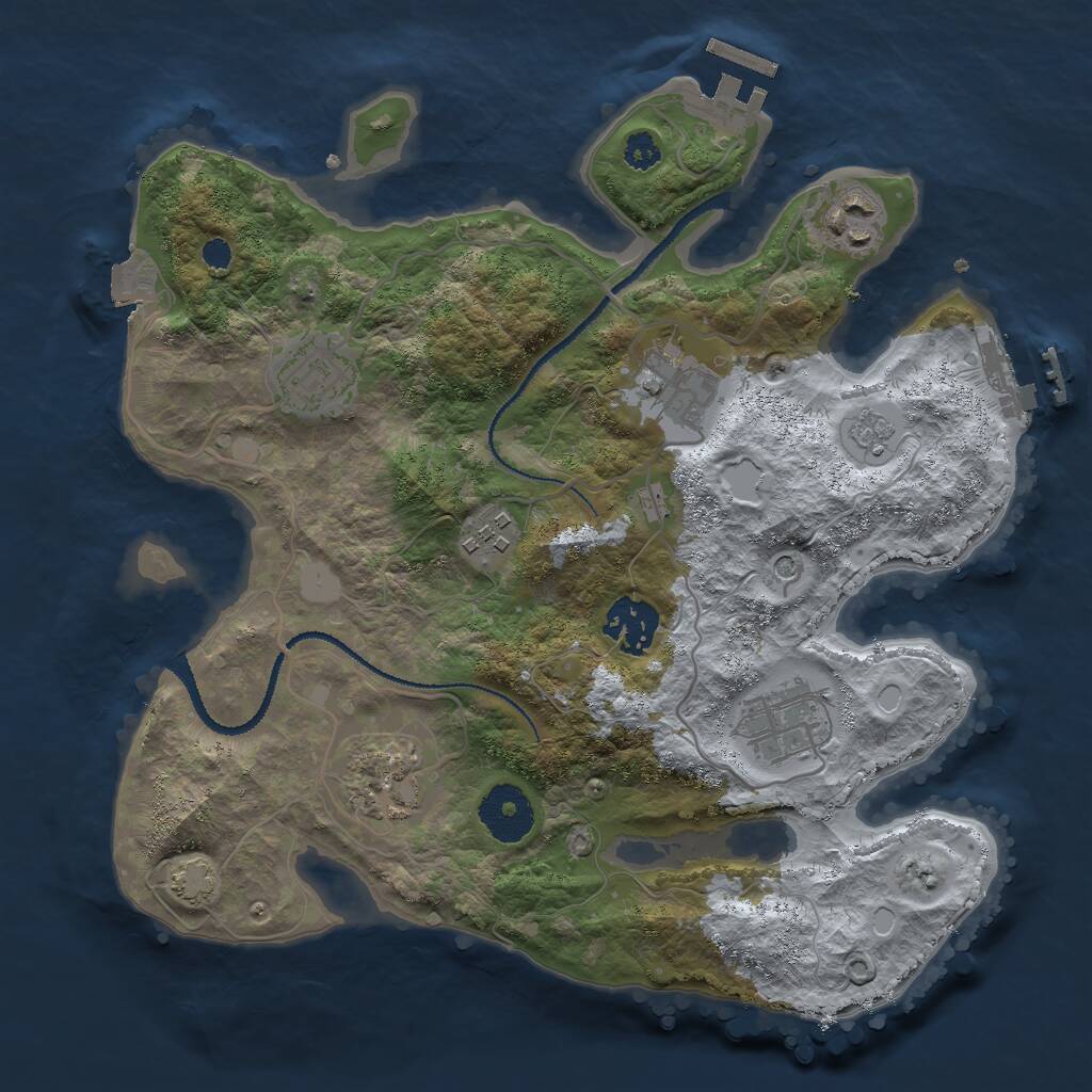 Rust Map: Procedural Map, Size: 3000, Seed: 1649870, 13 Monuments