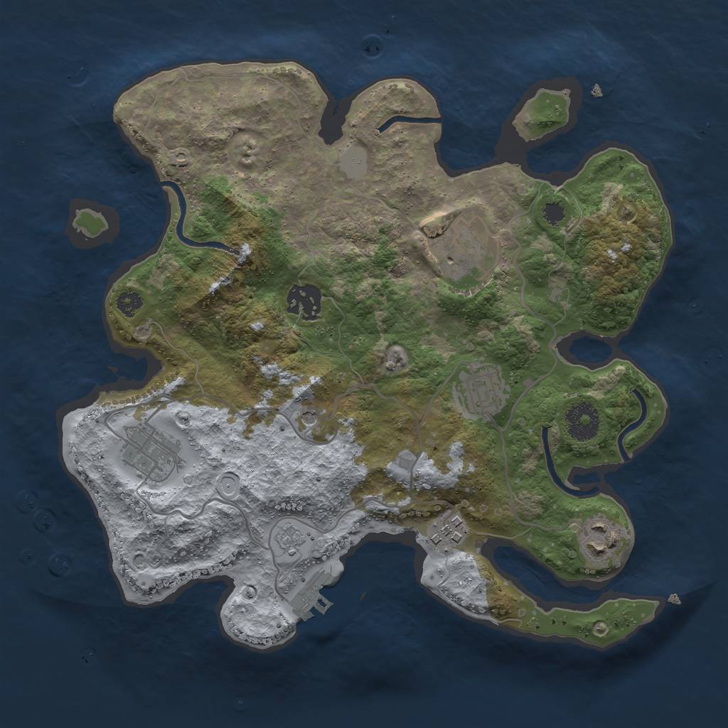 Rust Map: Procedural Map, Size: 3000, Seed: 408810, 12 Monuments
