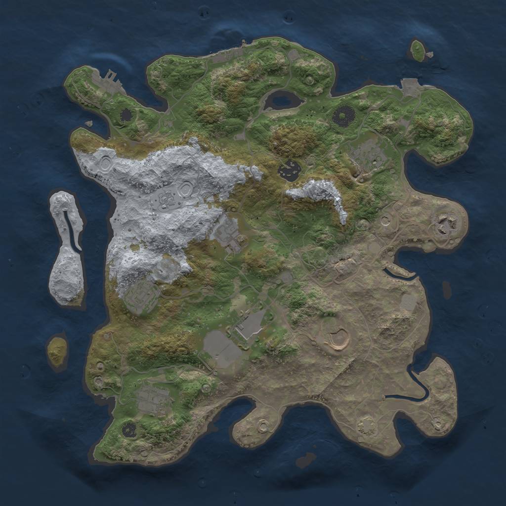 Rust Map: Procedural Map, Size: 3500, Seed: 456633040, 16 Monuments