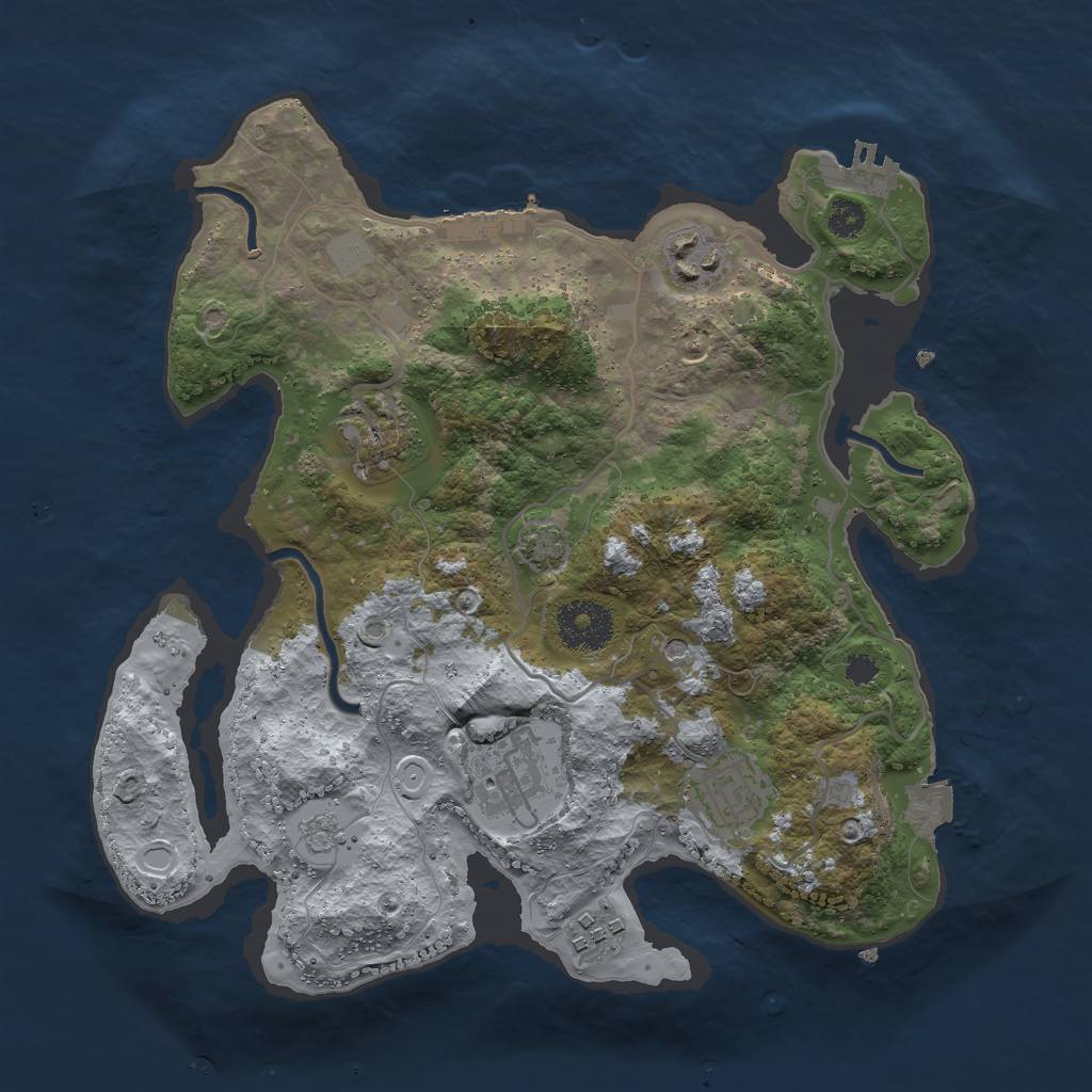 Rust Map: Procedural Map, Size: 3000, Seed: 19260, 13 Monuments