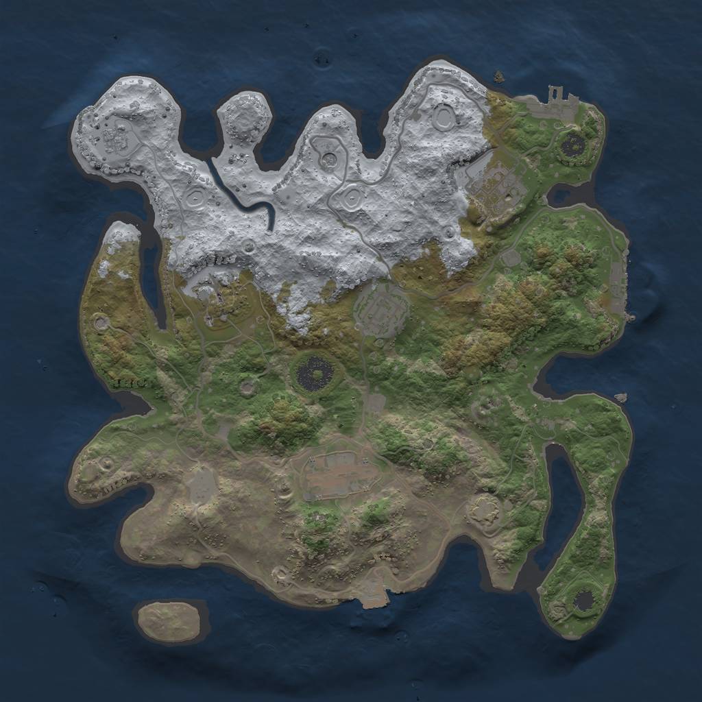 Rust Map: Procedural Map, Size: 3000, Seed: 5737, 12 Monuments