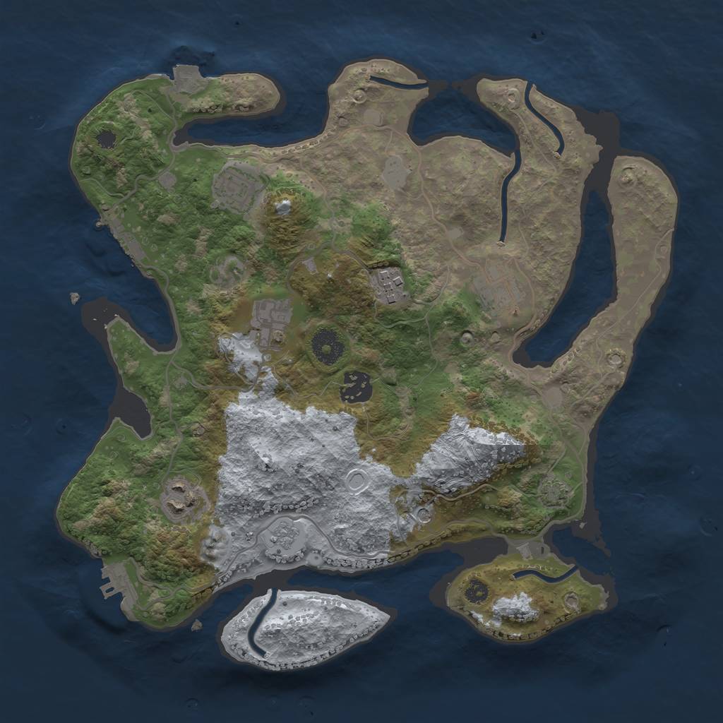 Rust Map: Procedural Map, Size: 3250, Seed: 1833396294, 14 Monuments