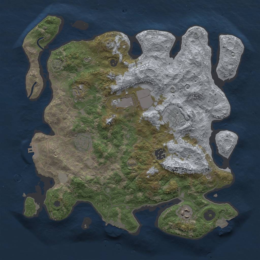 Rust Map: Procedural Map, Size: 3500, Seed: 1227790275, 14 Monuments