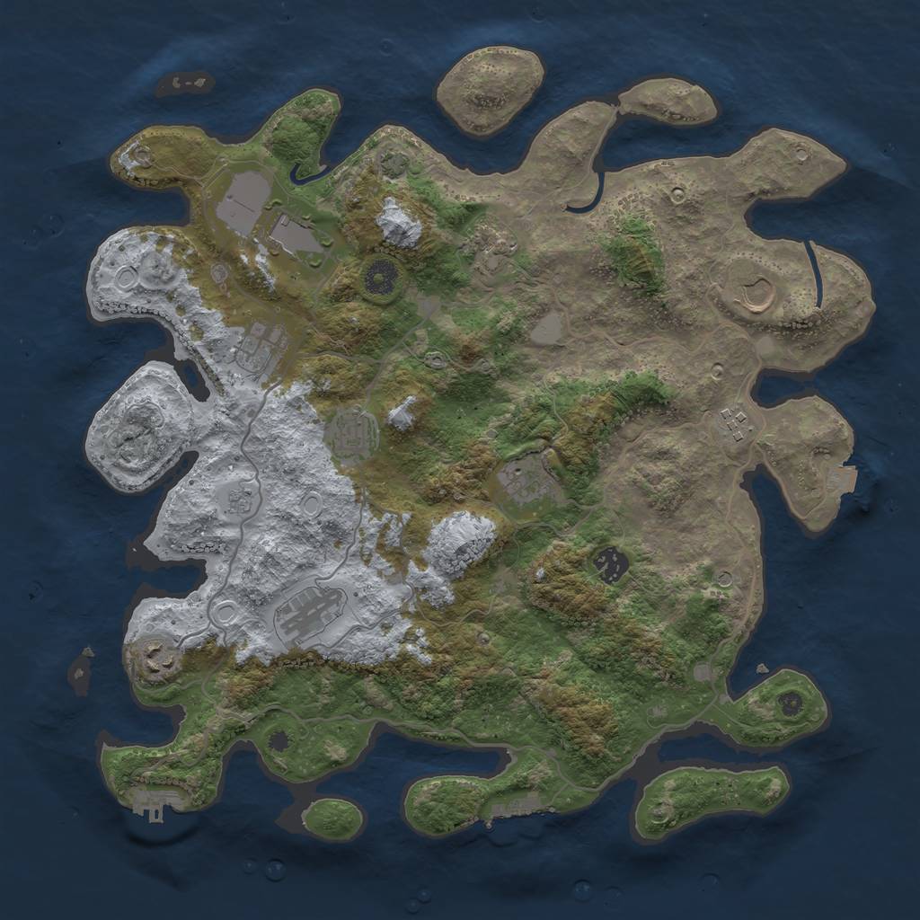 Rust Map: Procedural Map, Size: 4000, Seed: 12342069, 18 Monuments