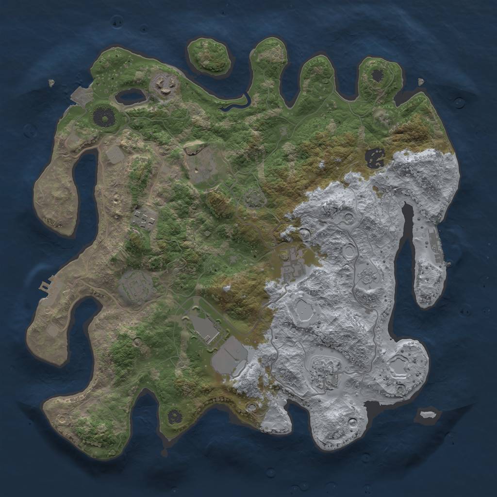 Rust Map: Procedural Map, Size: 3500, Seed: 1289581597, 16 Monuments