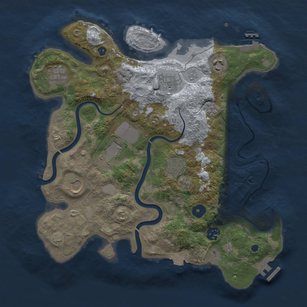 Rust Map: Procedural Map, Size: 3500, Seed: 50032, 14 Monuments