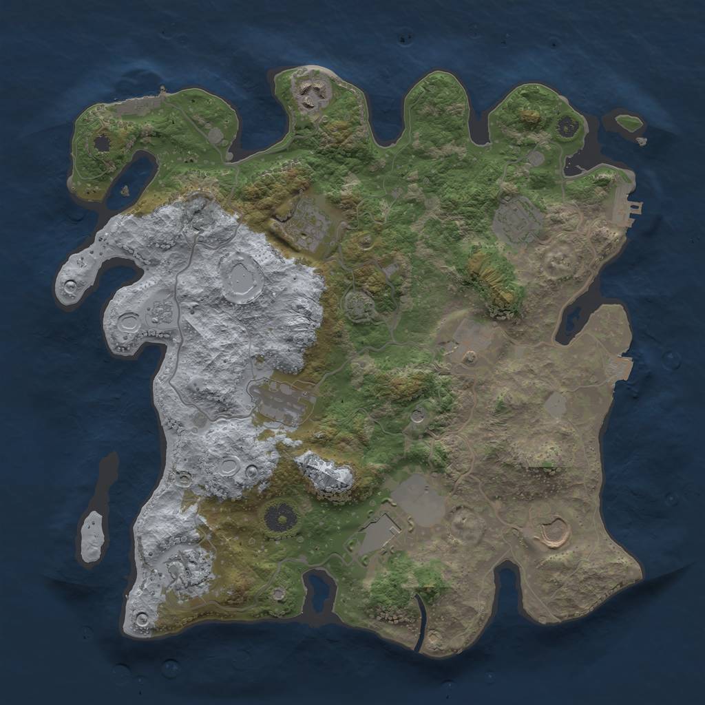 Rust Map: Procedural Map, Size: 3500, Seed: 1956176765, 16 Monuments