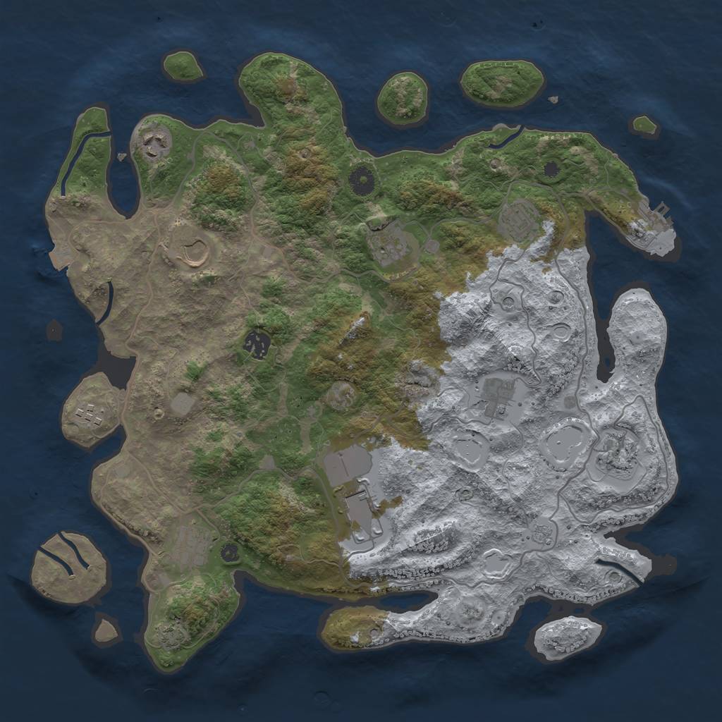 Rust Map: Procedural Map, Size: 4000, Seed: 1394704057, 17 Monuments