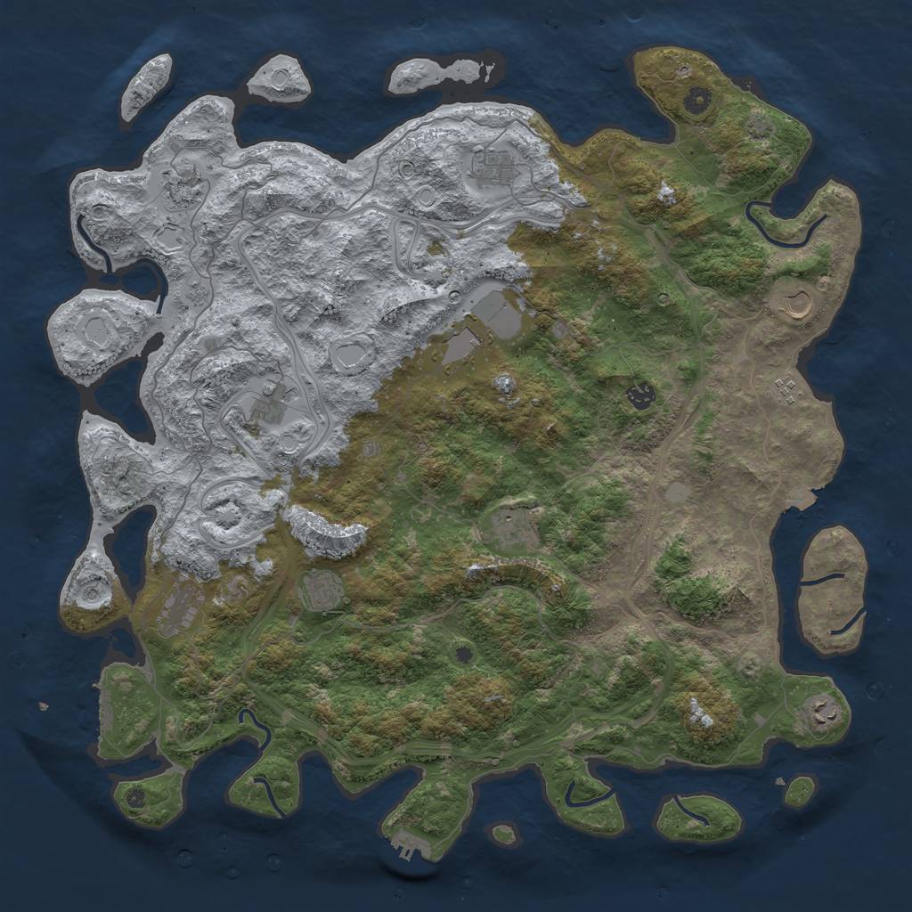 Rust Map: Procedural Map, Size: 4900, Seed: 436831210, 19 Monuments