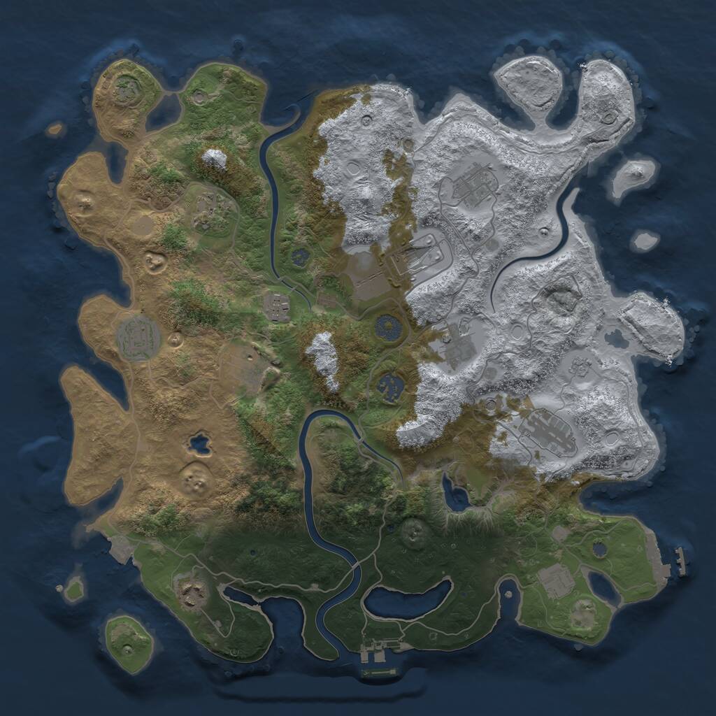 Rust Map: Procedural Map, Size: 4000, Seed: 97514, 16 Monuments