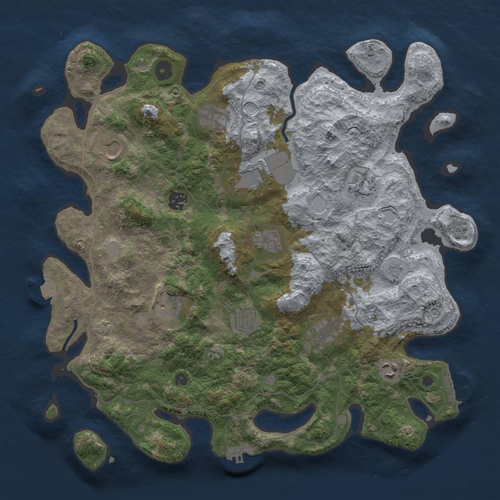 Rust Map: Procedural Map, Size: 4000, Seed: 97514, 19 Monuments