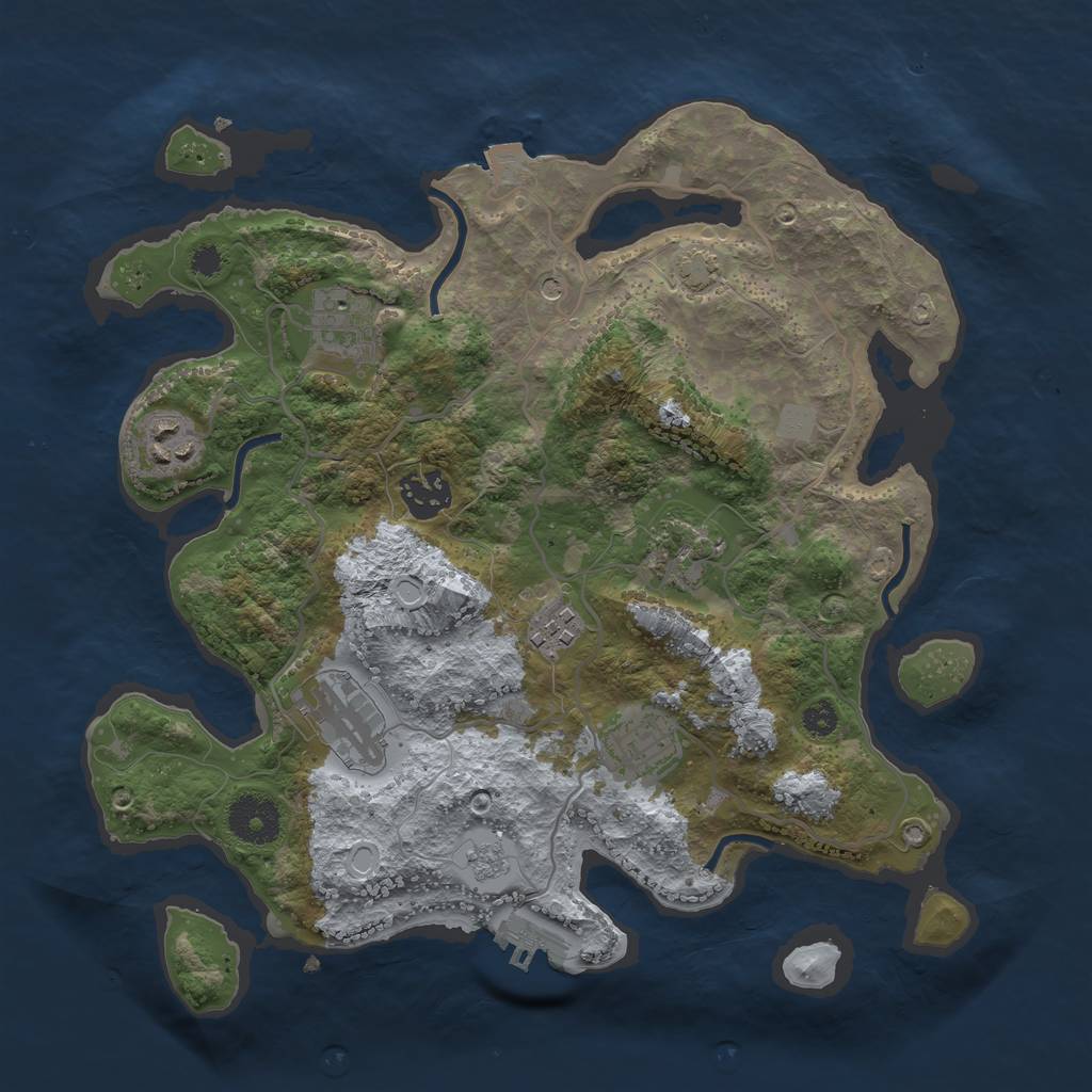 Rust Map: Procedural Map, Size: 3250, Seed: 1317377498, 14 Monuments