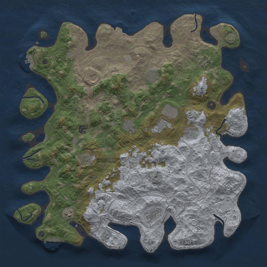 Rust Map: Procedural Map, Size: 4500, Seed: 906160930, 19 Monuments