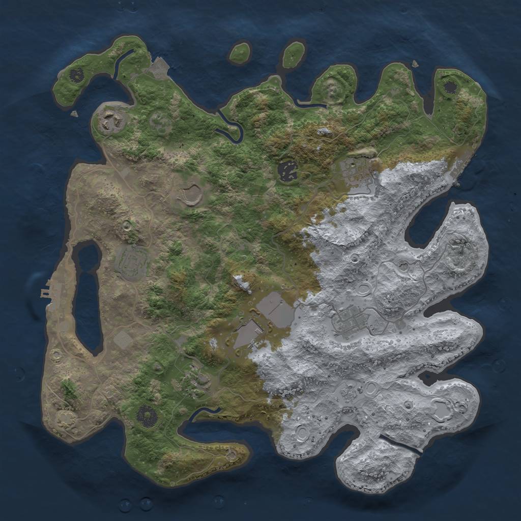 Rust Map: Procedural Map, Size: 3650, Seed: 68819320, 16 Monuments