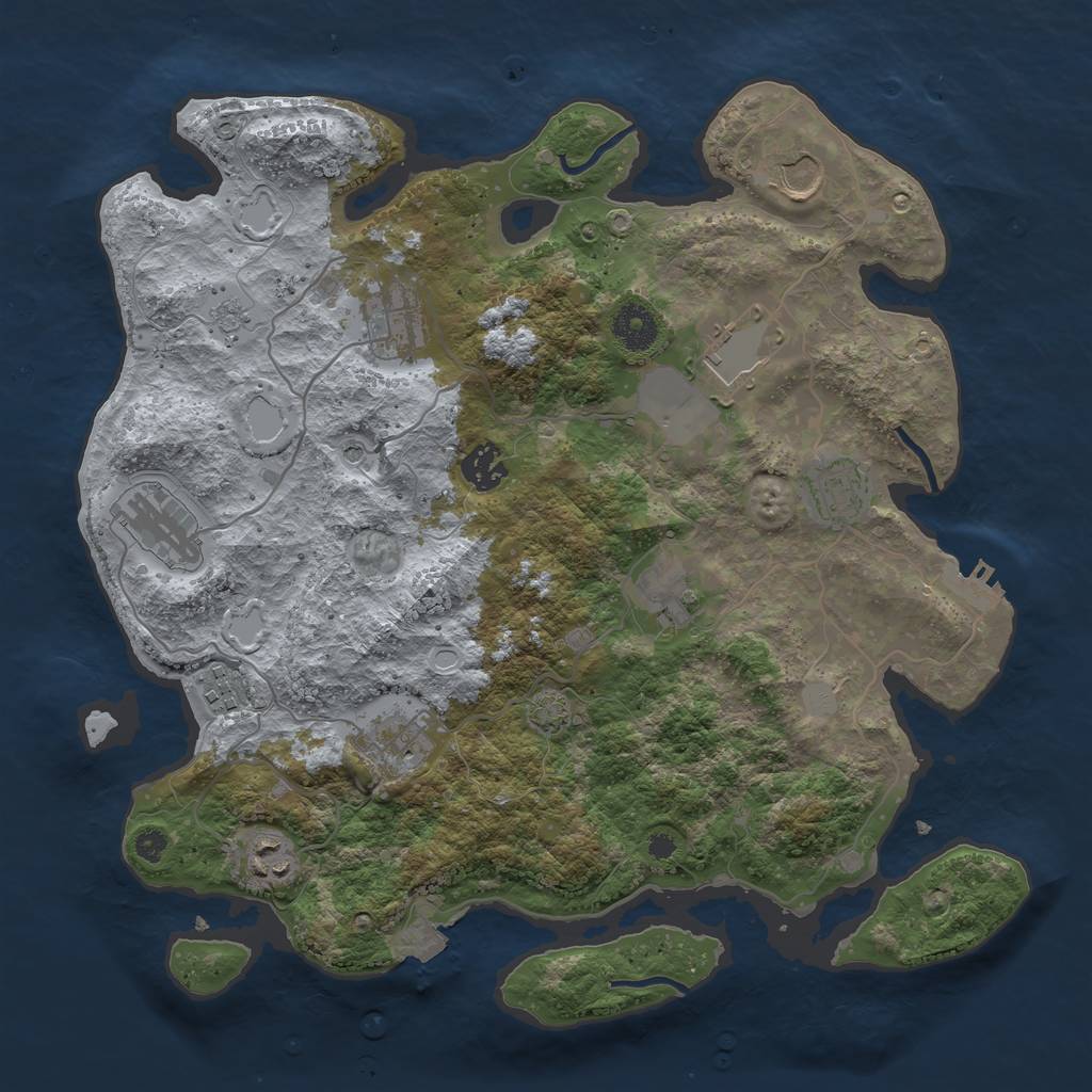 Rust Map: Procedural Map, Size: 3600, Seed: 69240388, 17 Monuments