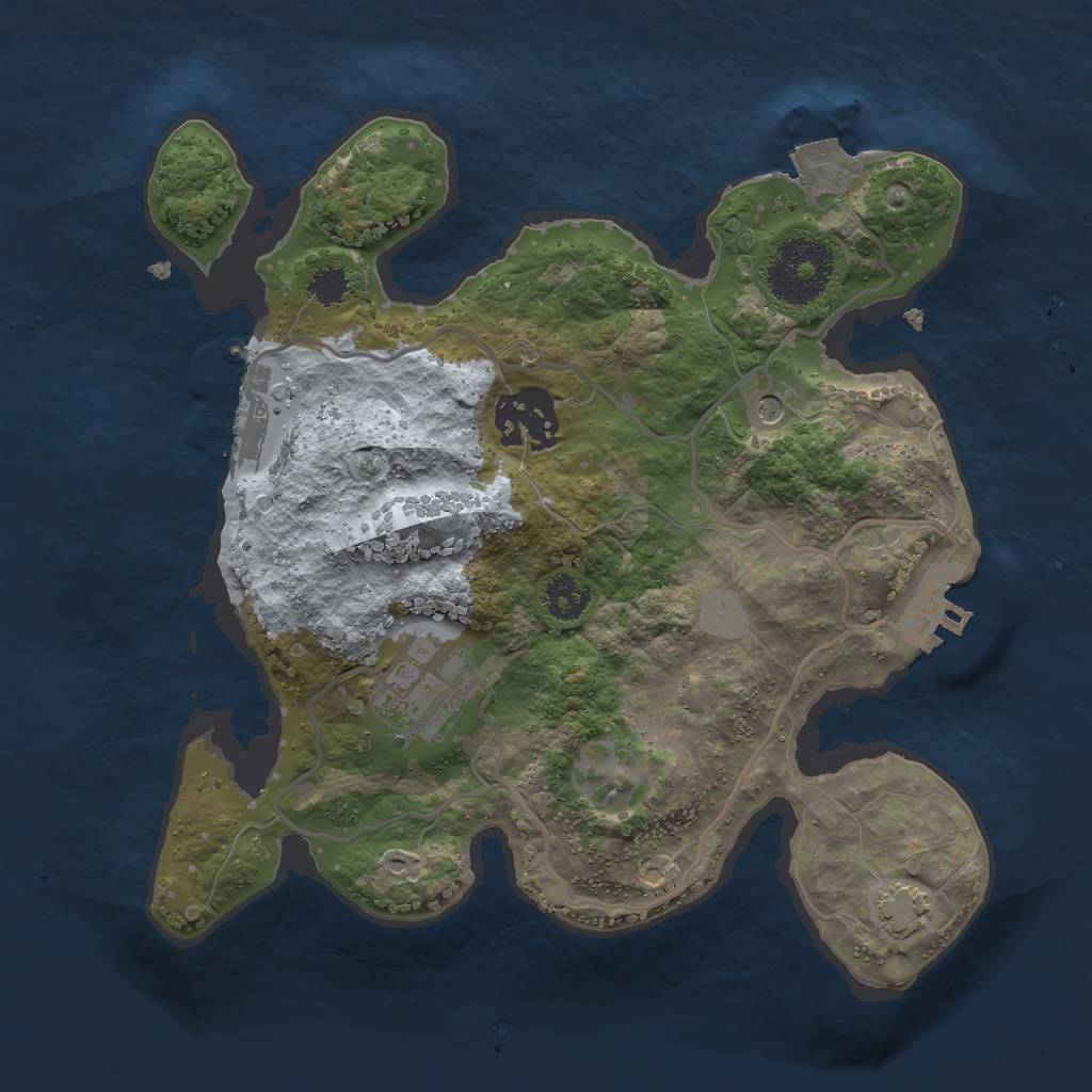 Rust Map: Procedural Map, Size: 2500, Seed: 1945481553, 9 Monuments