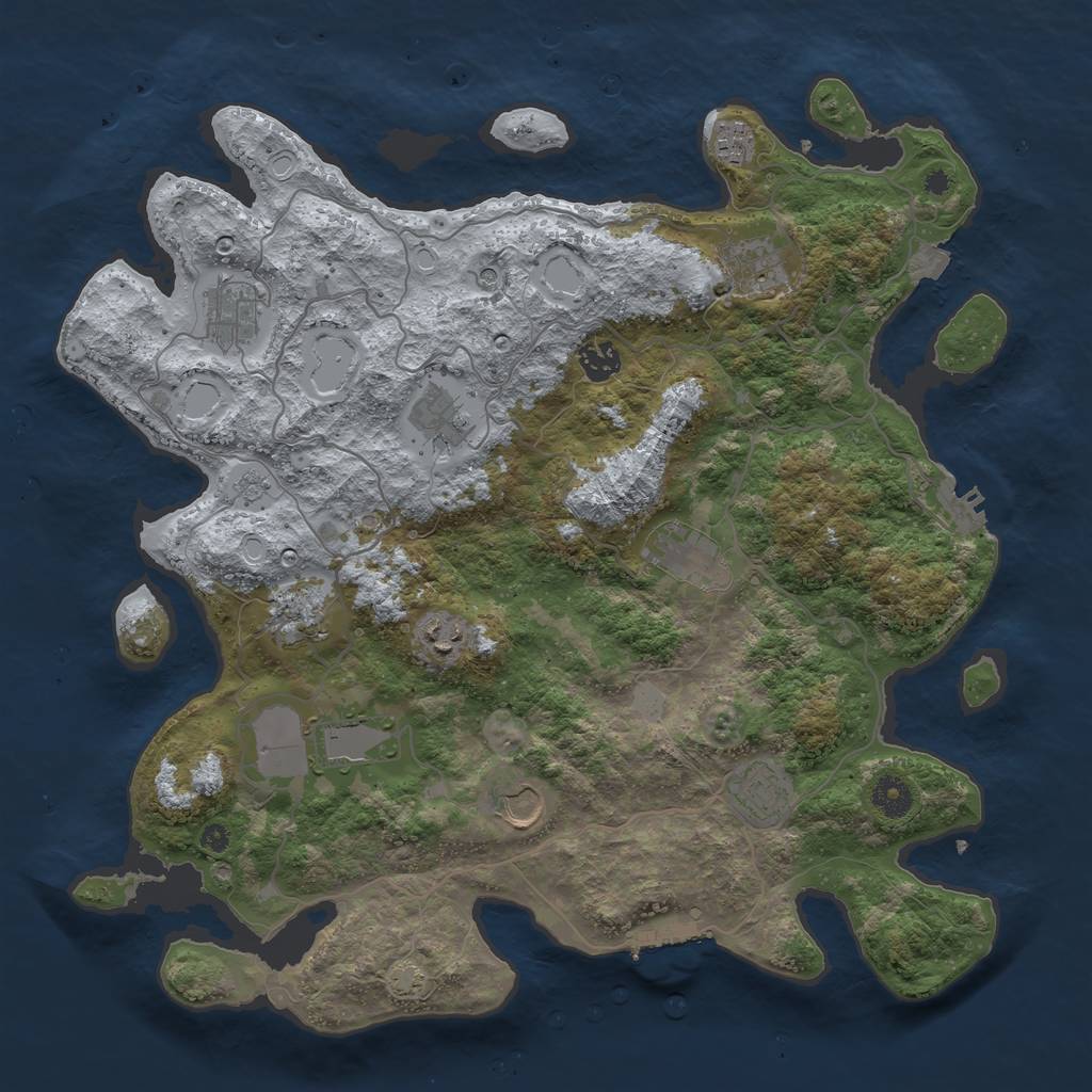 Rust Map: Procedural Map, Size: 4000, Seed: 674542326, 19 Monuments