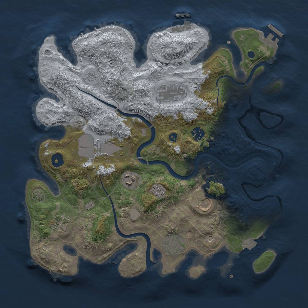 Rust Map: Procedural Map, Size: 3500, Seed: 1761393609, 14 Monuments