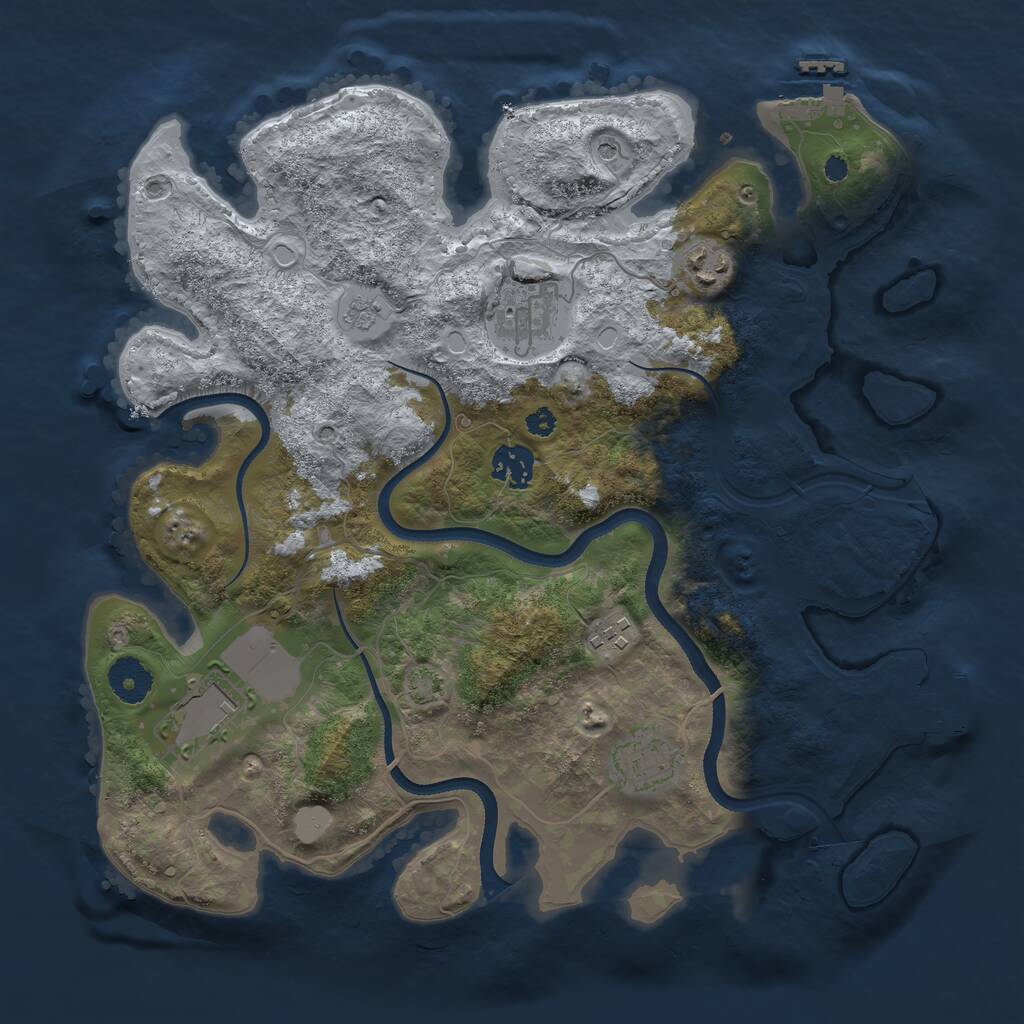 Rust Map: Procedural Map, Size: 3500, Seed: 1761393609, 12 Monuments