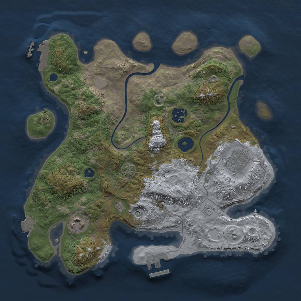 Rust Map: Procedural Map, Size: 3000, Seed: 754210255, 9 Monuments