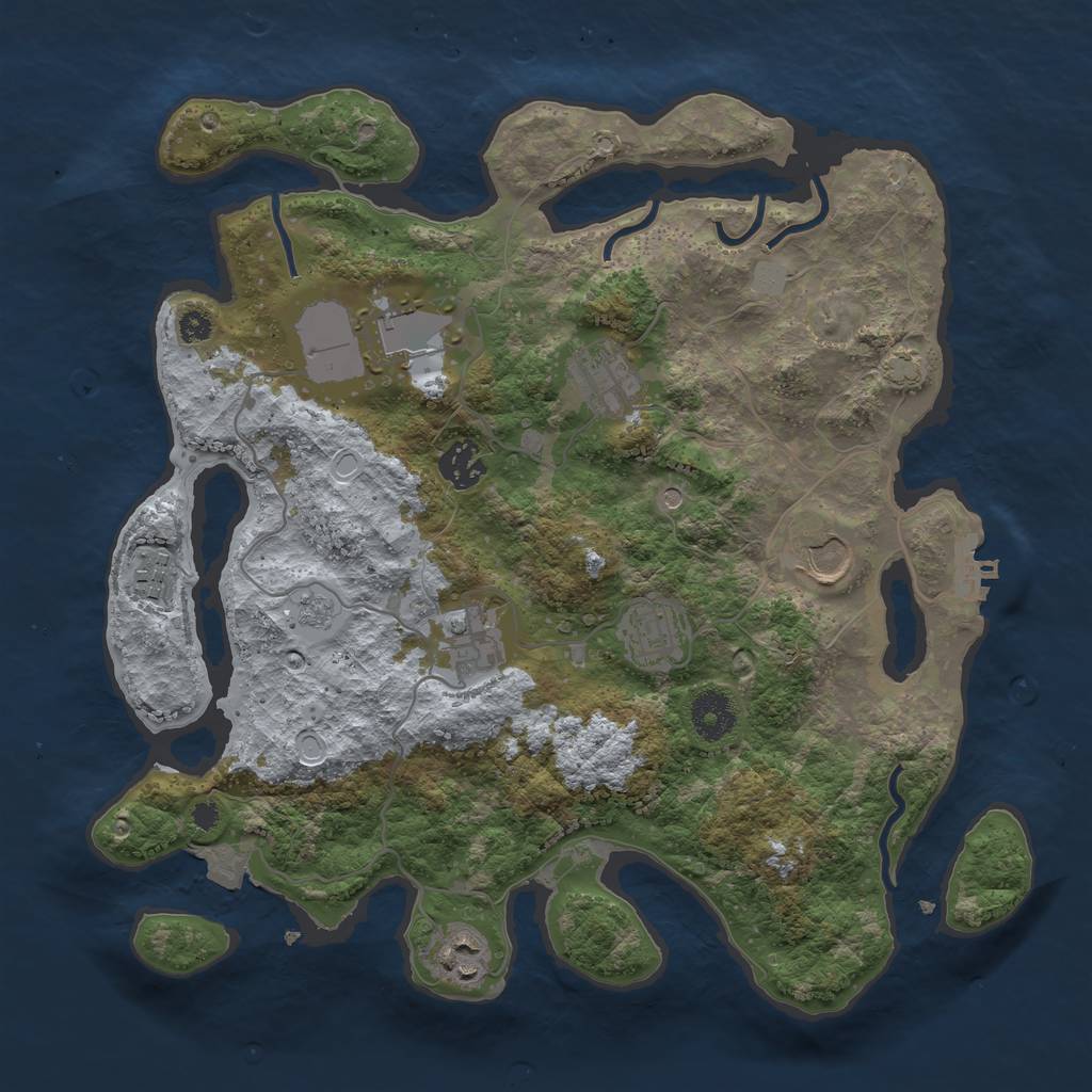 Rust Map: Procedural Map, Size: 3500, Seed: 466748790, 15 Monuments