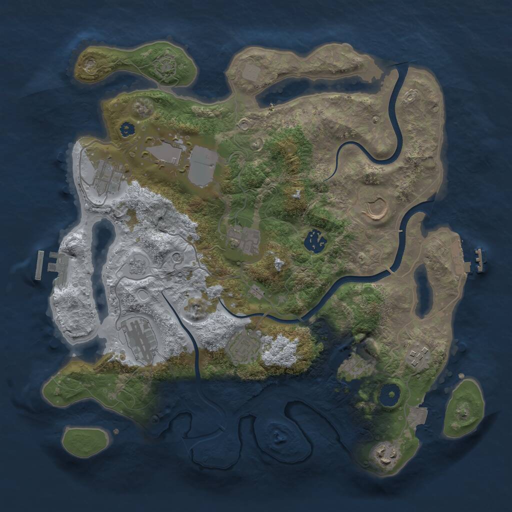 Rust Map: Procedural Map, Size: 3500, Seed: 466748790, 16 Monuments