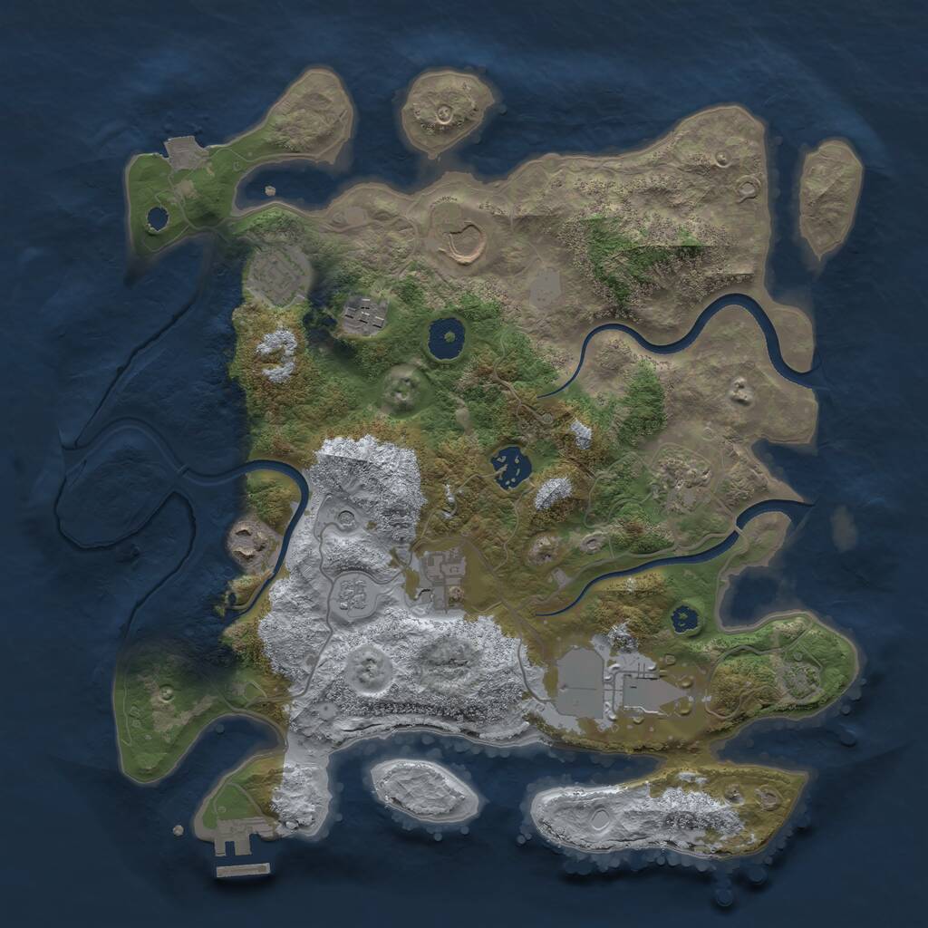 Rust Map: Procedural Map, Size: 3500, Seed: 115825145, 13 Monuments