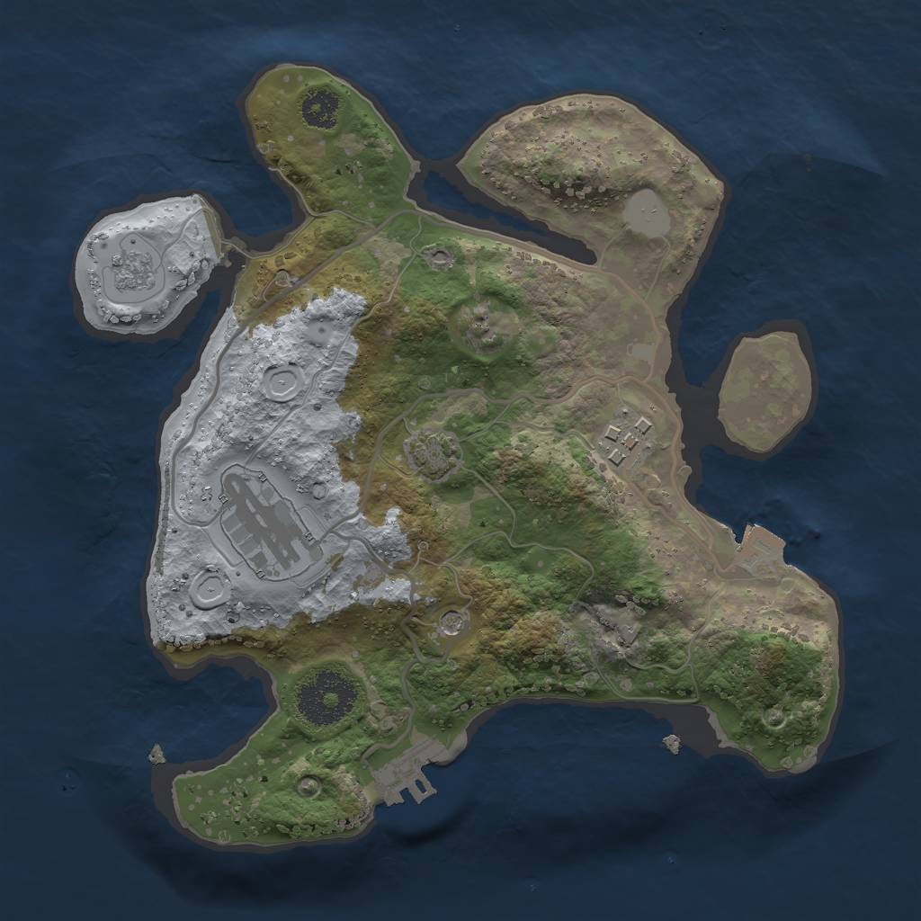 Rust Map: Procedural Map, Size: 2500, Seed: 746717302, 9 Monuments