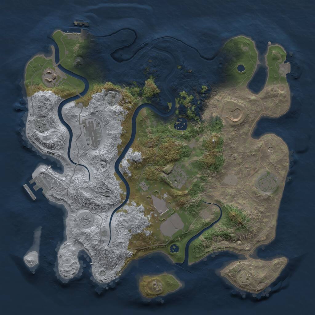 Rust Map: Procedural Map, Size: 3500, Seed: 1700885868, 14 Monuments