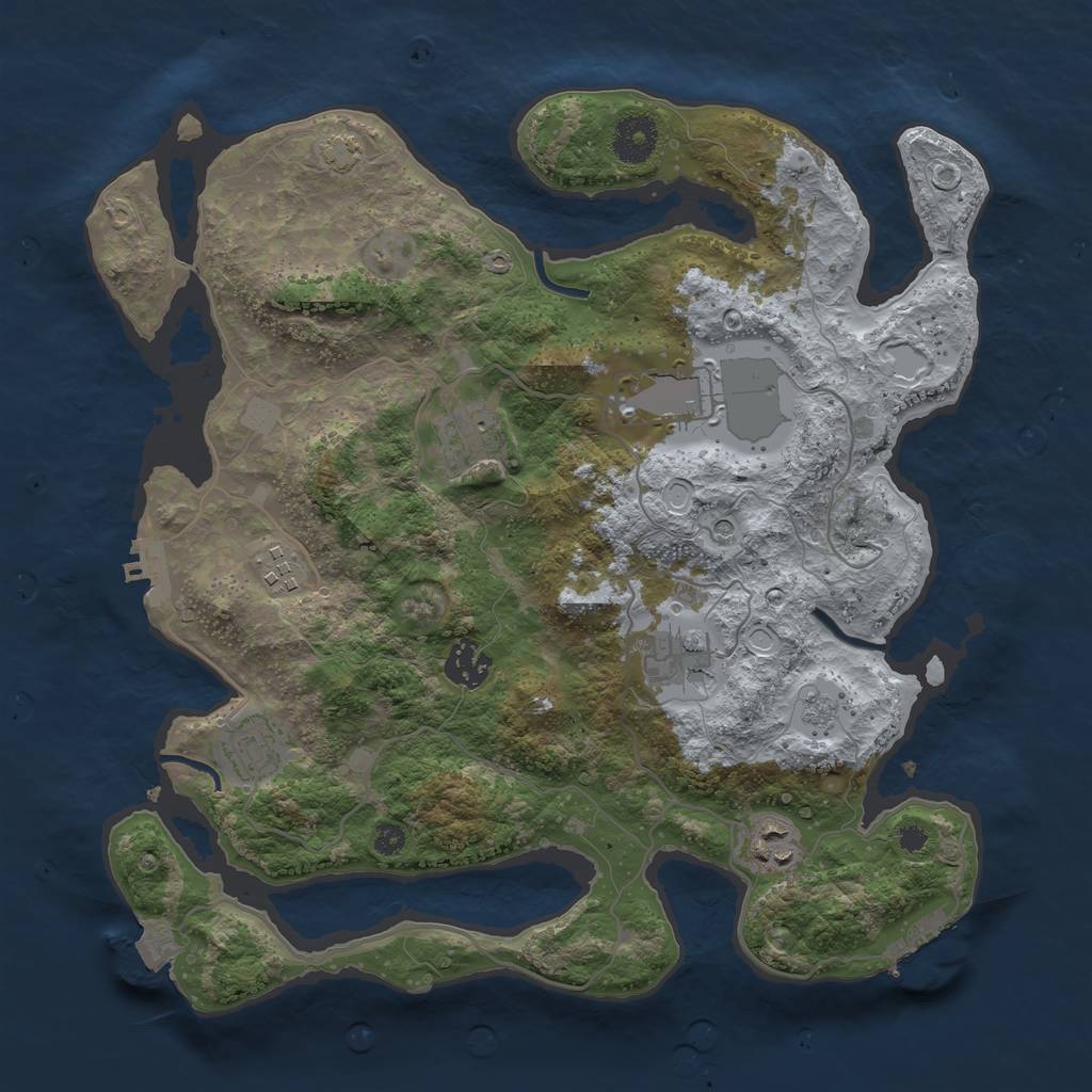 Rust Map: Procedural Map, Size: 3500, Seed: 2052260199, 15 Monuments
