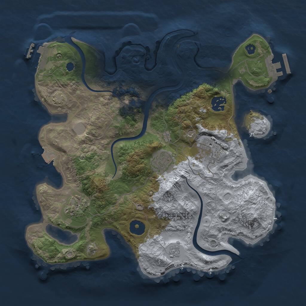 Rust Map: Procedural Map, Size: 3000, Seed: 381597, 10 Monuments
