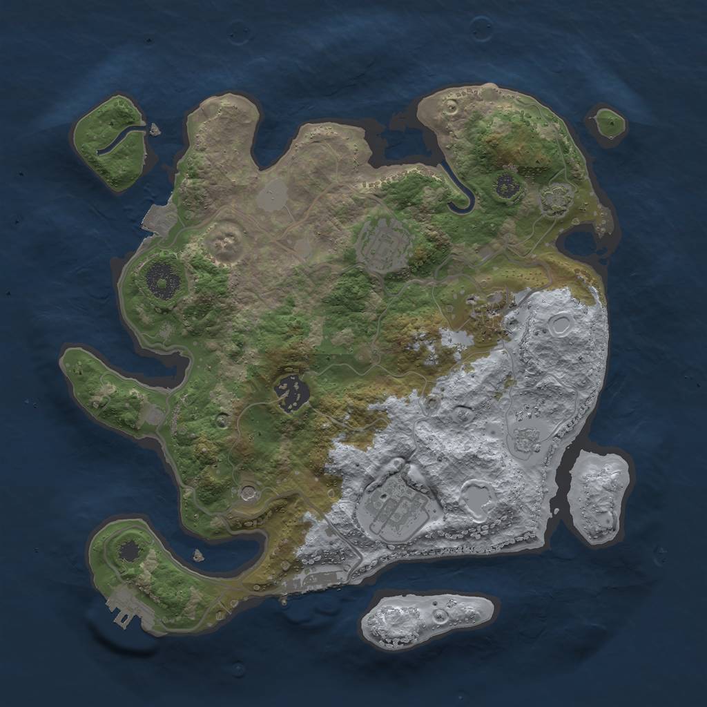 Rust Map: Procedural Map, Size: 3000, Seed: 5397610, 12 Monuments