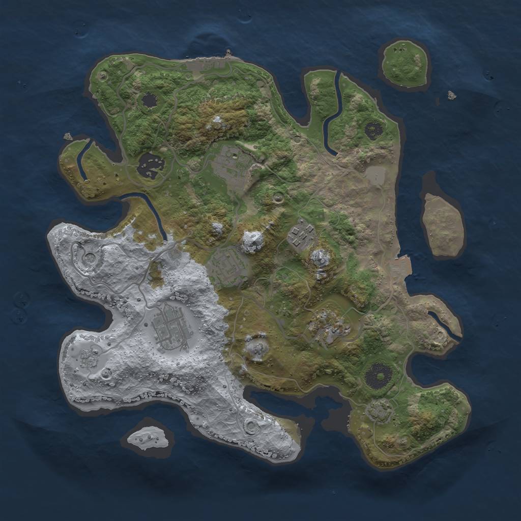 Rust Map: Procedural Map, Size: 3000, Seed: 71438, 13 Monuments